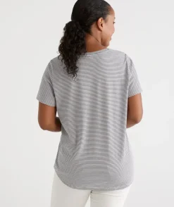 Australian Cotton Stripe V Tee<Sussan Best