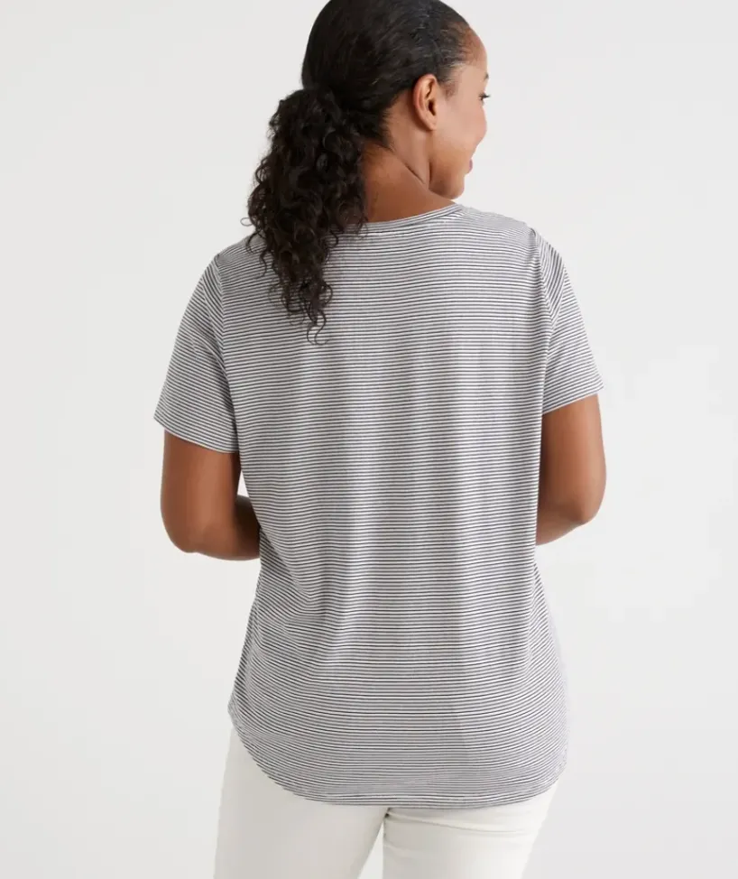 Australian Cotton Stripe V Tee<Sussan Best