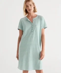 Australian Cotton Stripe Henley Nightie<Sussan Clearance