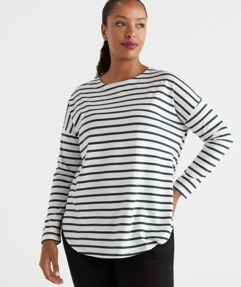 Australian Cotton Stripe Longline Tee<Sussan Best