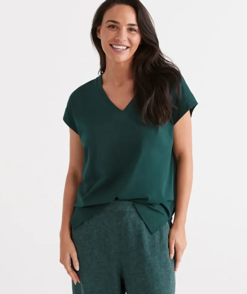 Australian Cotton V-Neck Tee<Sussan Best