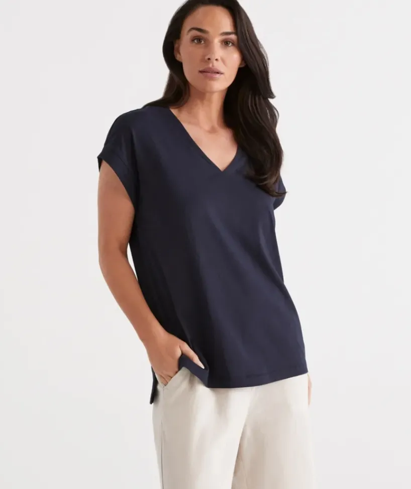 Australian Cotton V-Neck Tee<Sussan Best