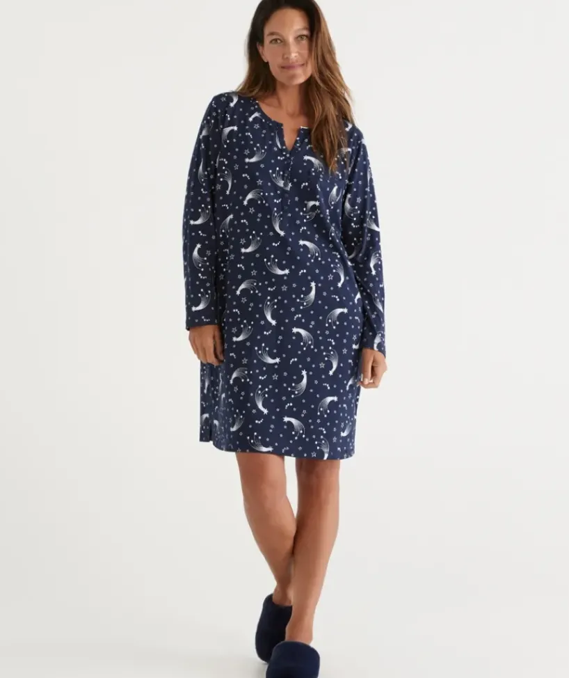 Celestial Print Australian Cotton Henley Nightie<Sussan Sale