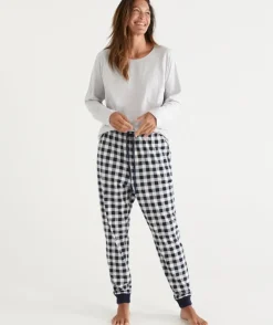 Check Print Australian Cotton Knit Pyjama Pant<Sussan Best