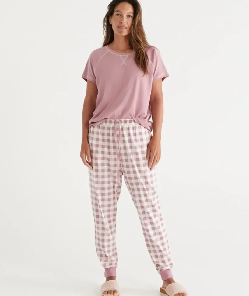 Check Print Australian Cotton Knit Pyjama Pant<Sussan Best