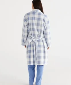 Check Print Soft Fleece Gown<Sussan