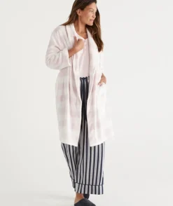 Check Print Soft Fleece Gown<Sussan Best