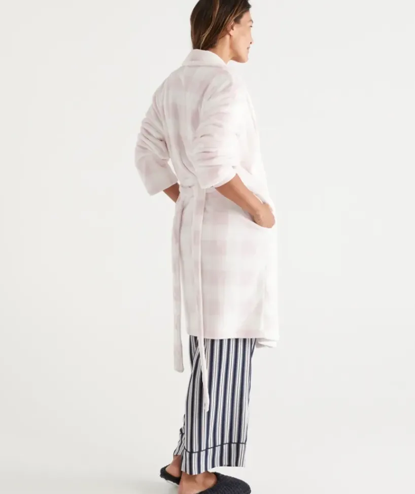 Check Print Soft Fleece Gown<Sussan Best