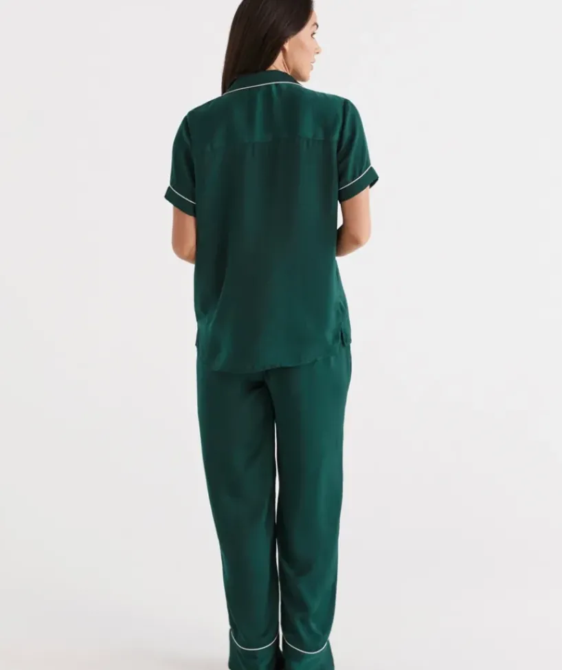 Contrast Longline Satin Pyjama Set<Sussan Sale
