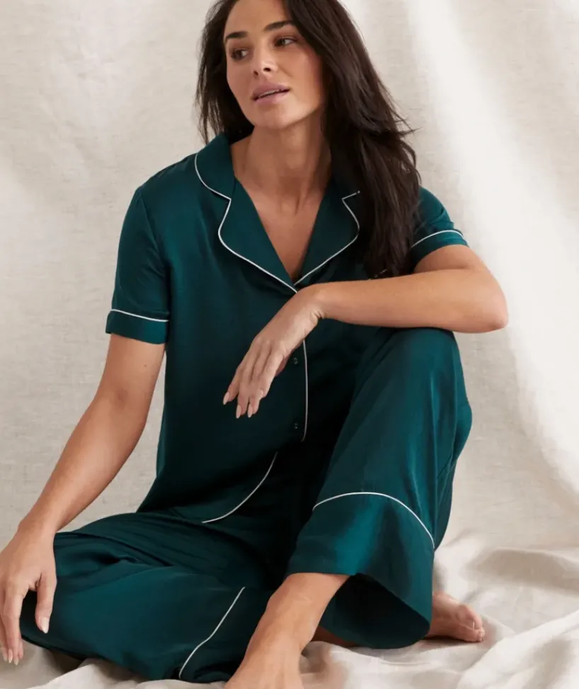 Contrast Longline Satin Pyjama Set<Sussan Sale