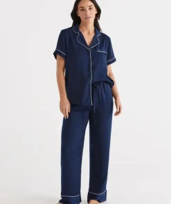 Contrast Longline Satin Pyjama Set<Sussan New