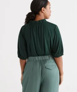 Cotton Gathered Neck Top<Sussan Sale