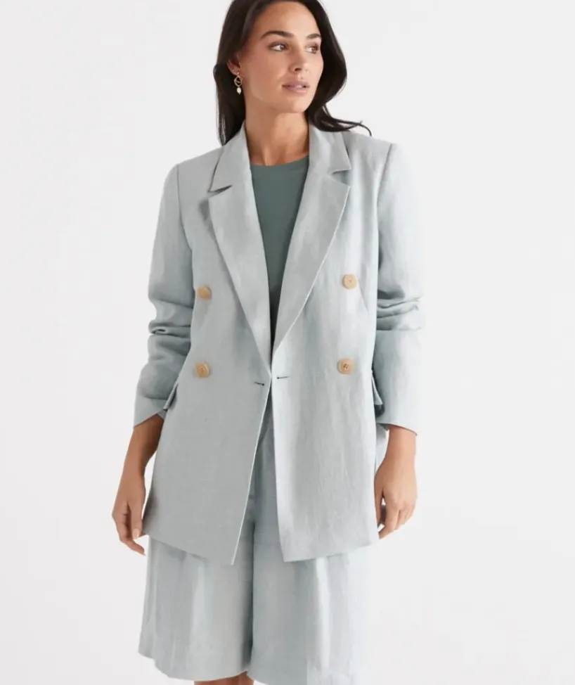 Double Breasted Linen Blazer<Sussan Clearance