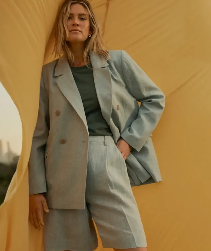 Double Breasted Linen Blazer<Sussan Clearance