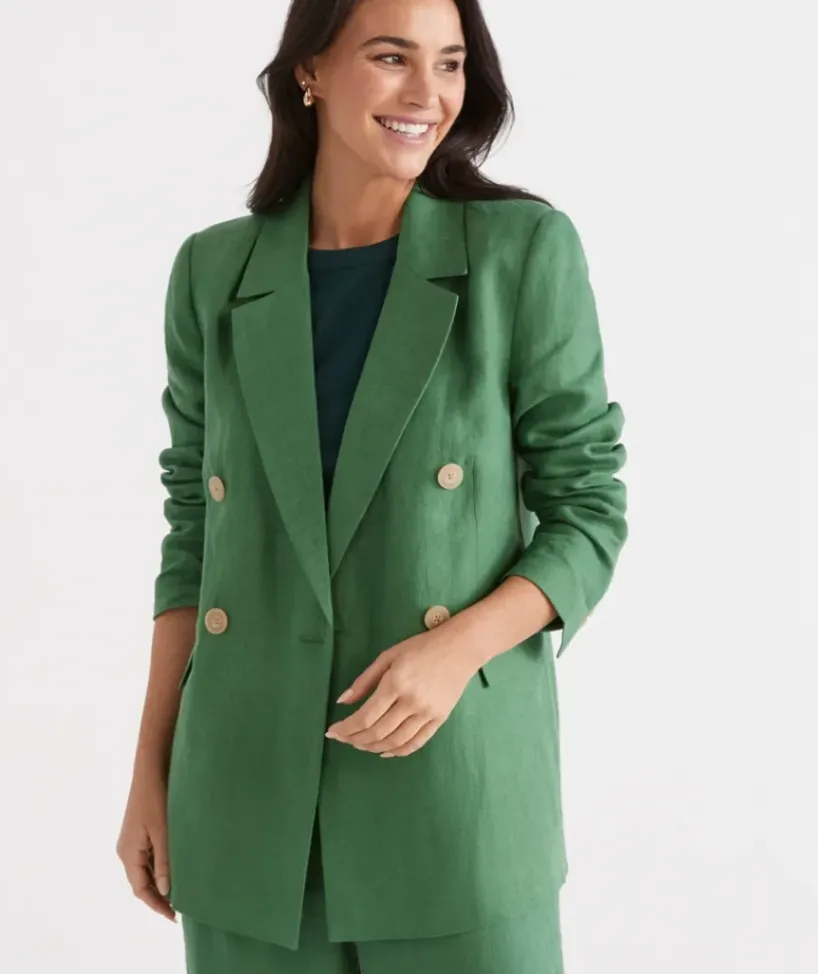 Double Breasted Linen Blazer<Sussan Clearance
