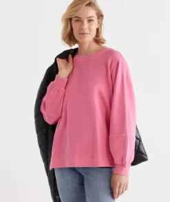Garment Washed Blouson Sleeve Sweat<Sussan Hot