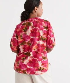 Gathered Neck Layered Floral Top<Sussan Online