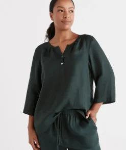 Linen ¾ Woven Lounge Top<Sussan Outlet