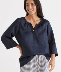 Linen ¾ Woven Lounge Top<Sussan Outlet