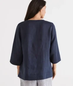Linen ¾ Woven Lounge Top<Sussan Outlet