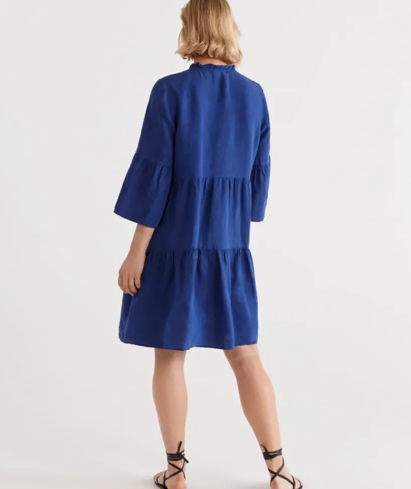 Linen Fluted Sleeve Dress<Sussan Sale