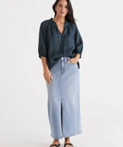 Linen Notch Neck Blouse<Sussan Clearance