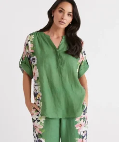 Linen Pastel Placement Top<Sussan Clearance