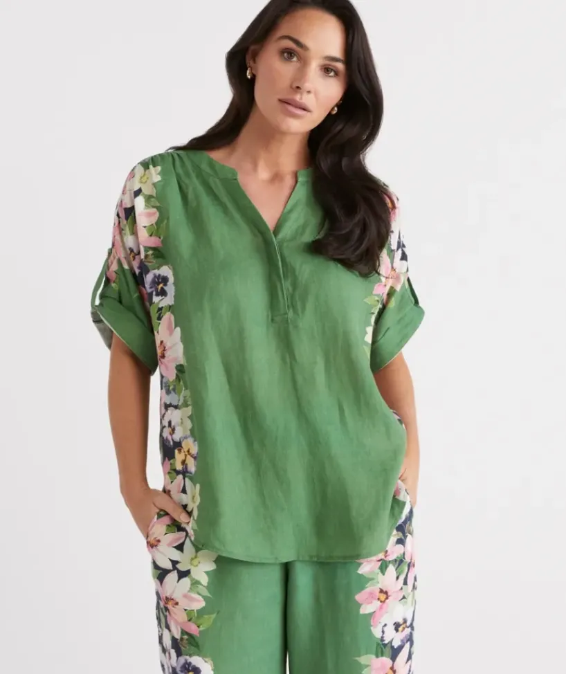 Linen Pastel Placement Top<Sussan Clearance