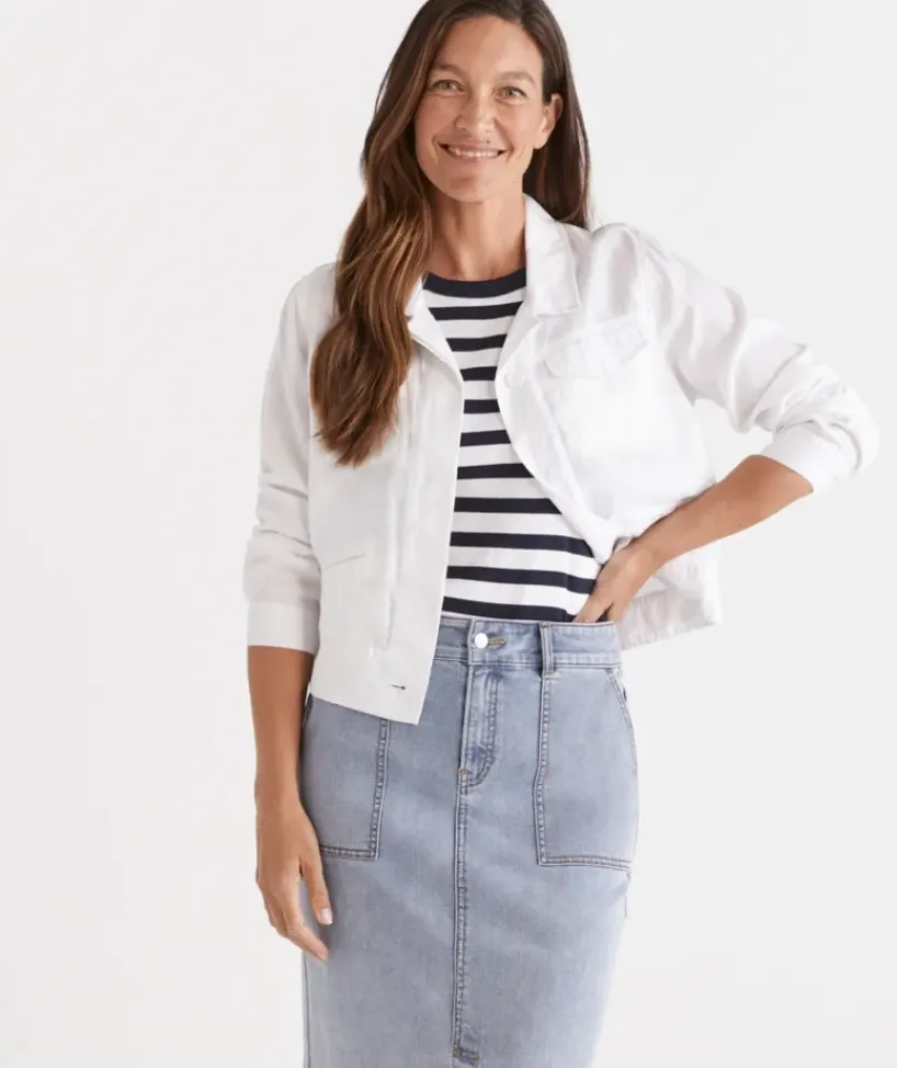 Linen Pocket Detail Shacket<Sussan