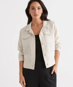 Linen Pocket Detail Shacket<Sussan Outlet