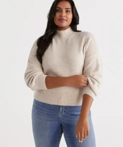 Lofty Mock Neck Blouson Pullover<Sussan Outlet