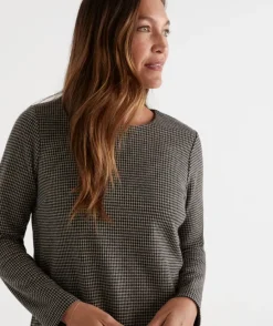Long Sleeve Houndstooth Tunic<Sussan