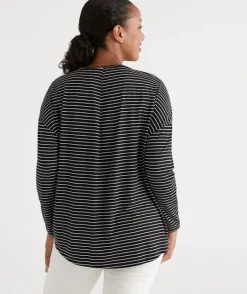 Long Sleeve Stripe Pleat Back Top<Sussan Hot