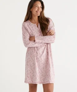 Paisley Print Australian Cotton Henley Nightie<Sussan Online