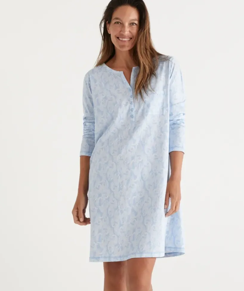 Paisley Print Australian Cotton Henley Nightie<Sussan Online