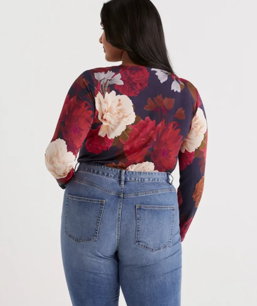 Print Boat Neck Long Sleeve Top<Sussan Hot
