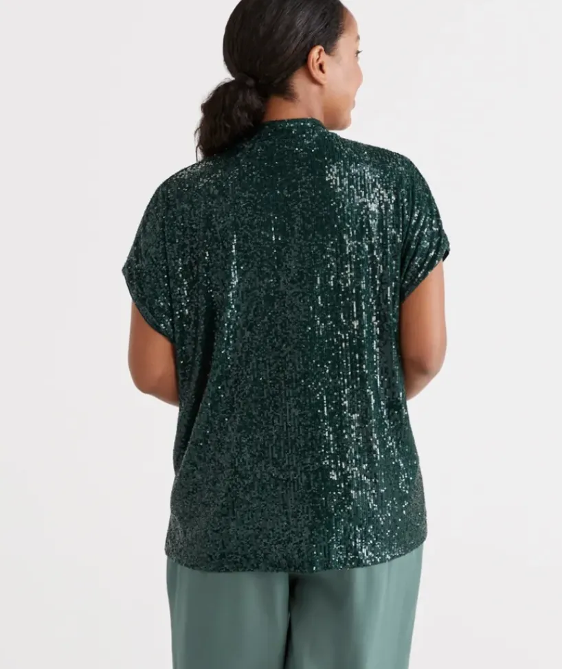 Sequin V Neck Top<Sussan Outlet