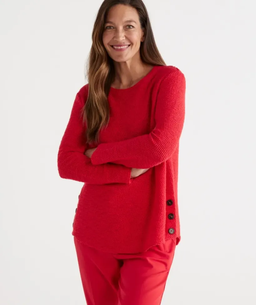 Side Button Textured Top<Sussan New