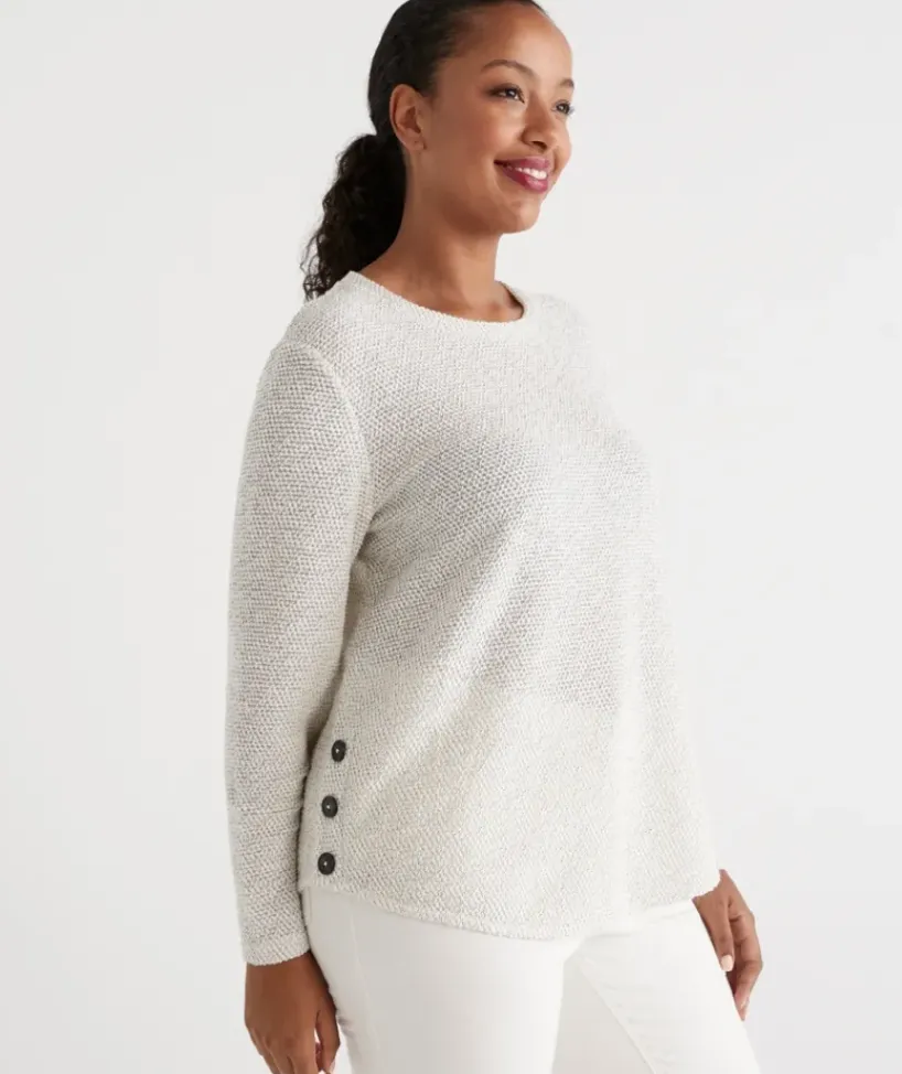 Side Button Textured Top<Sussan Hot