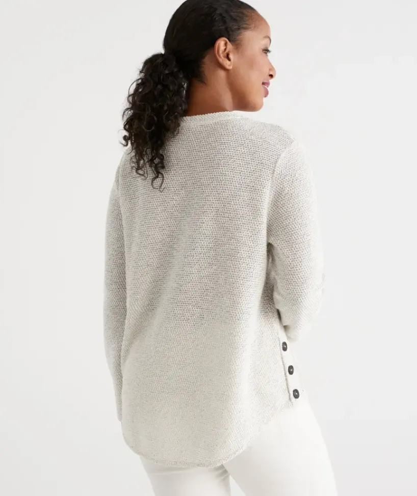 Side Button Textured Top<Sussan Hot