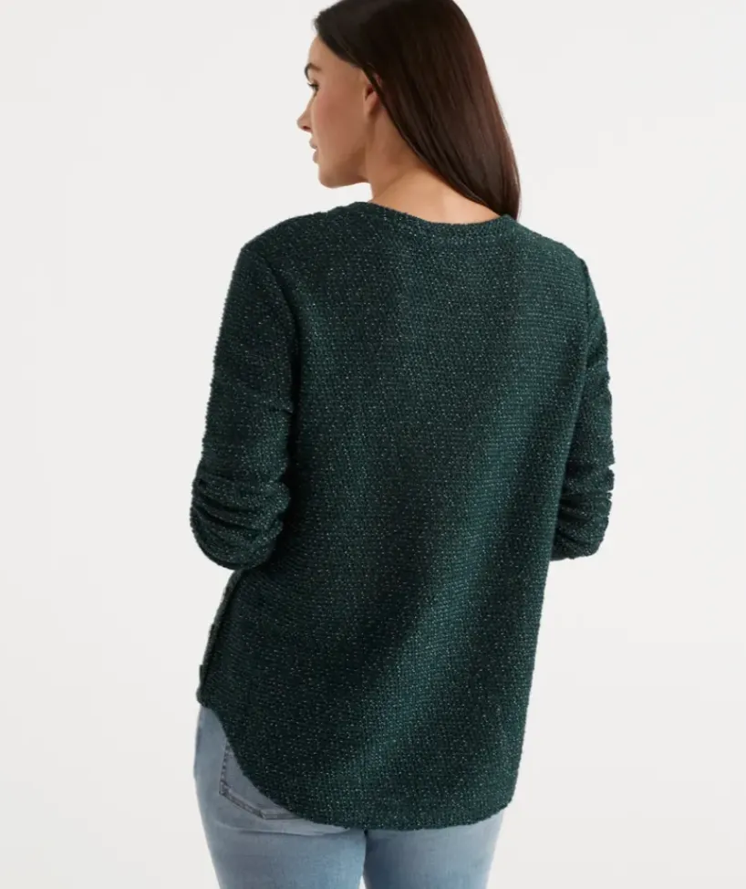 Side Button Textured Top<Sussan Best