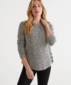 Side Button Textured Top<Sussan Best