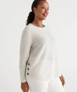 Side Button Textured Top<Sussan New