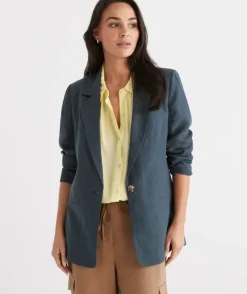 Single Breasted Linen Blazer<Sussan Online