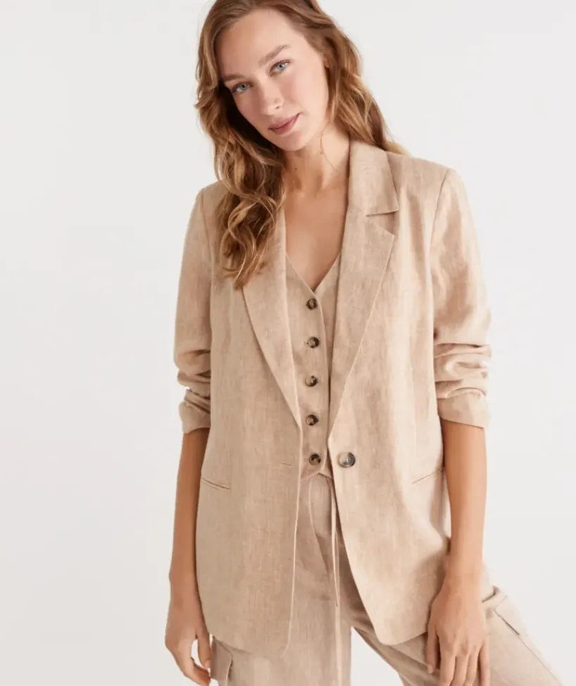 Single Breasted Linen Blazer<Sussan Clearance