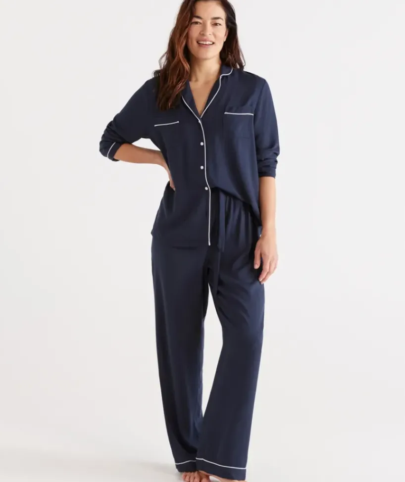 Solid Deep Navy Pyjama Set<Sussan Outlet