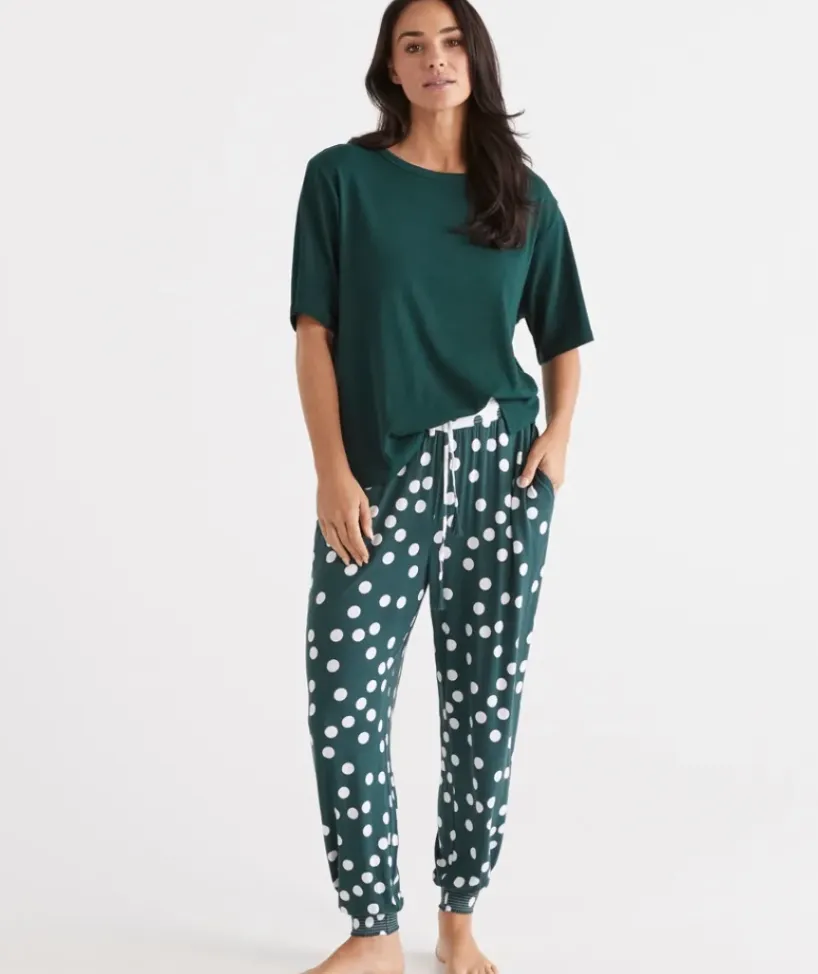 Spot Contrast Knit Harem Pyjama Pant<Sussan Online
