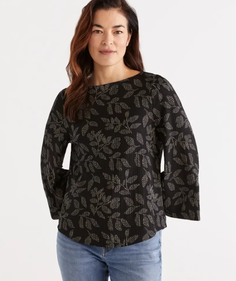 Spotted Leaf Plisse Top<Sussan New