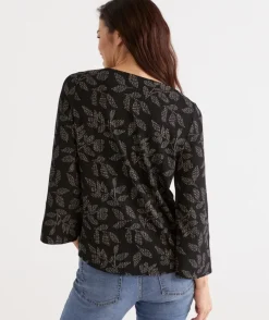 Spotted Leaf Plisse Top<Sussan New