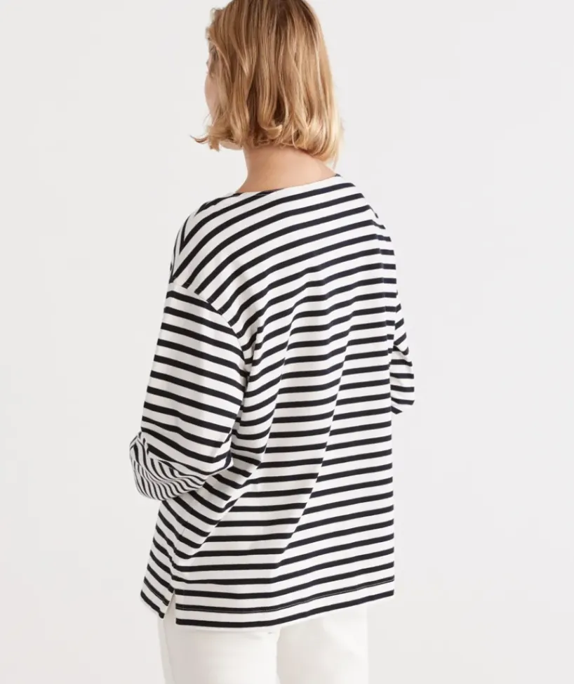 Stripe Boat Neck Top<Sussan Online